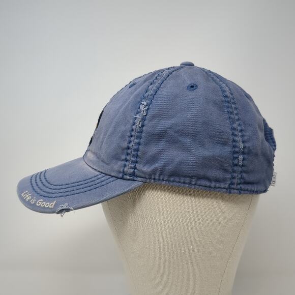 Sea Turtle Palm Tree Slideback Hat Blue One Size Embroidered Life Is Good - Picture 3 of 9